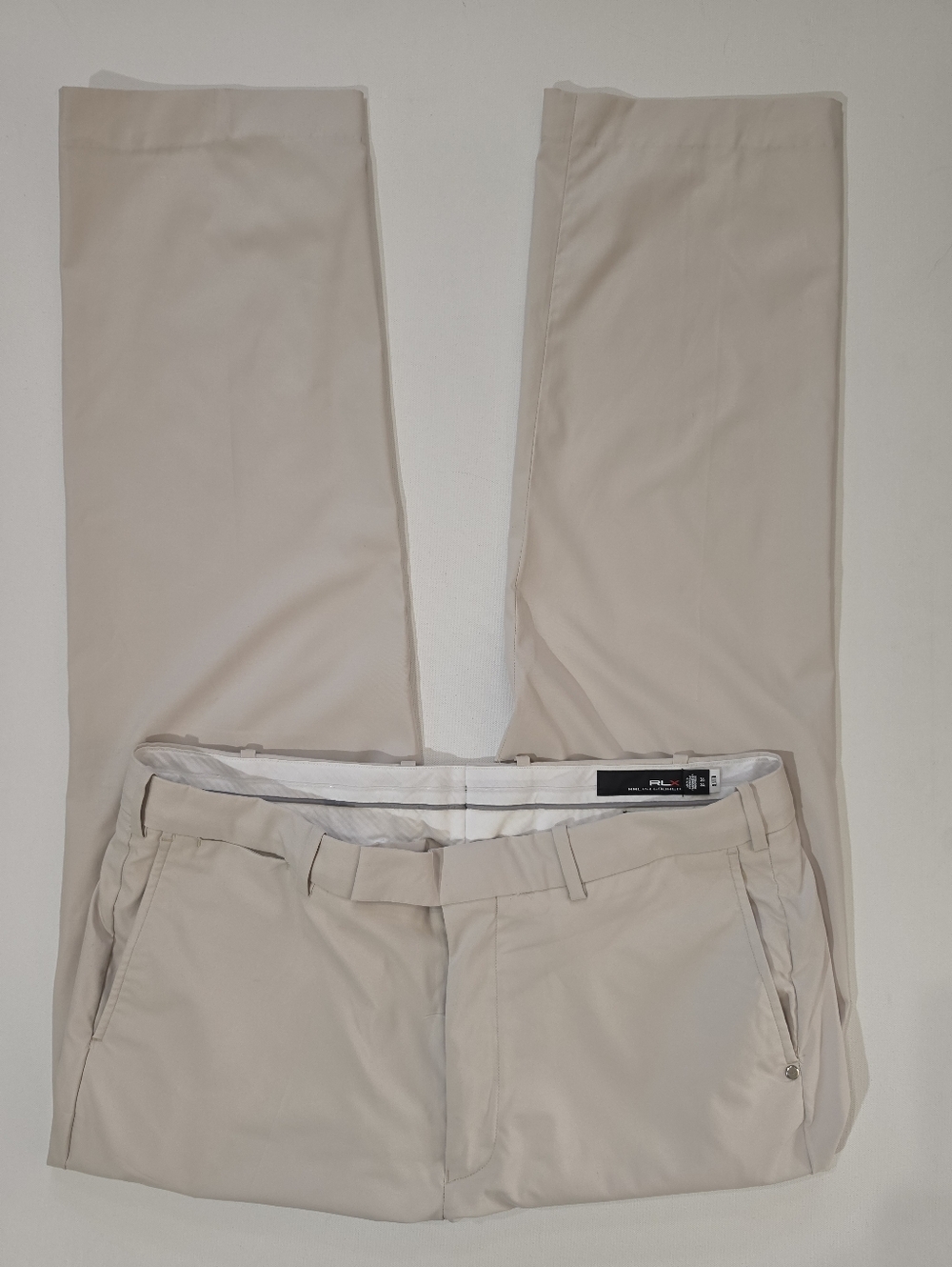RLX Ralph Lauren Tailored Fit Pants Mens 36 Beige Khaki Preppy Golf Minimalist - Picture 3 of 4